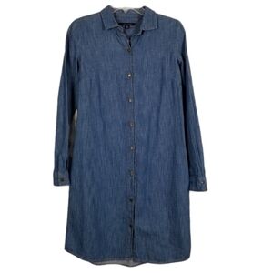 Tommy Hilfiger Denim Shirt Dress Long Sleeve Dark Wash Vintage Cotton Women's XS